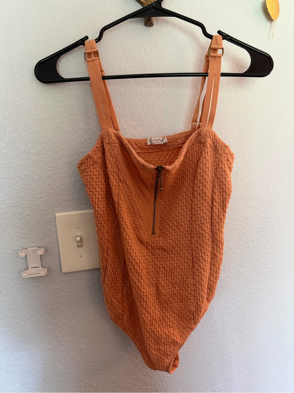 Free People Coral Textured Zip-Front Bodysuit - Size Medium